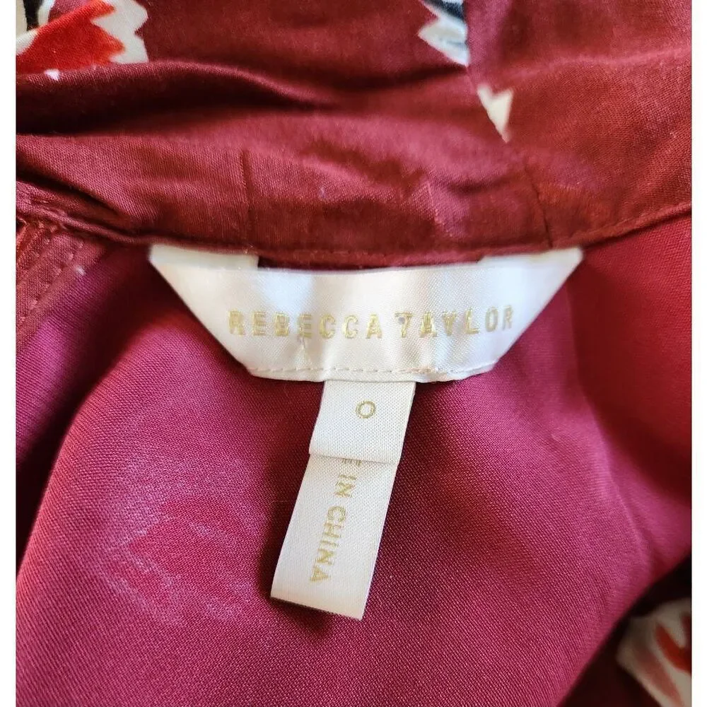 Rebecca Taylor Ikat Paintbrush Silk Dress Size 0 - Picture 7 of 8